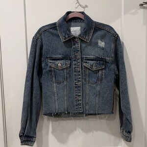Celebrity Pink Distressed Blue Jean Jacket, cropped. NWT